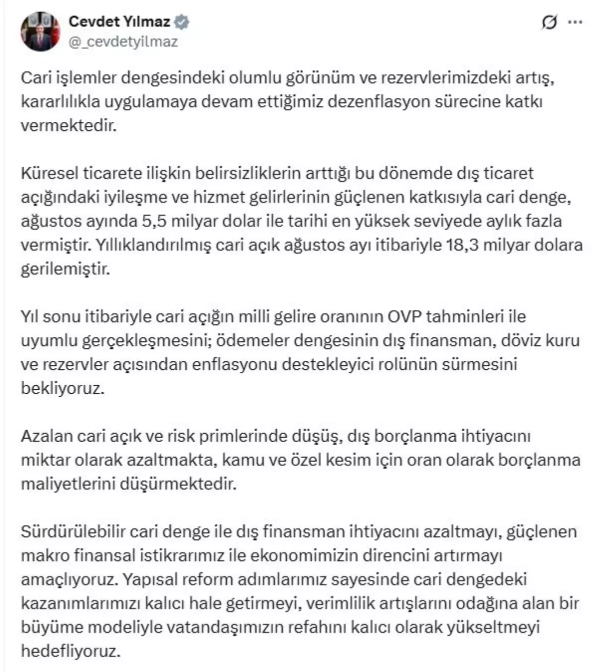 cevdet yilmaz cari islemler dengesindeki olumlu gelismeler surecek JGqPJxsX.jpg